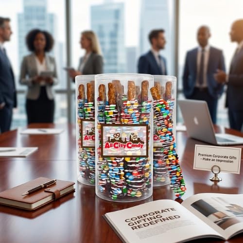 All City Candy Hand-Dipped Milk Chocolate Premium chocolate candy coated Pretzel Rods – Holiday ready Sweet & Salty Treats, Individually Wrapped,10-Piece Gift Tube, Perfect for Seasonal Celebrations, Birthdays or Gift giving occasions
