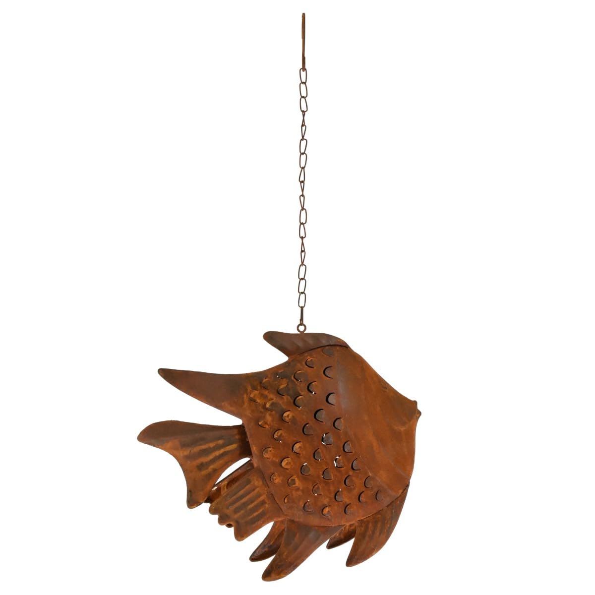 Wiszący uchwyt na świecę ogrodową, 100% metal i efekt rdzy, 24 x 29 cm (bez łańcucha)
