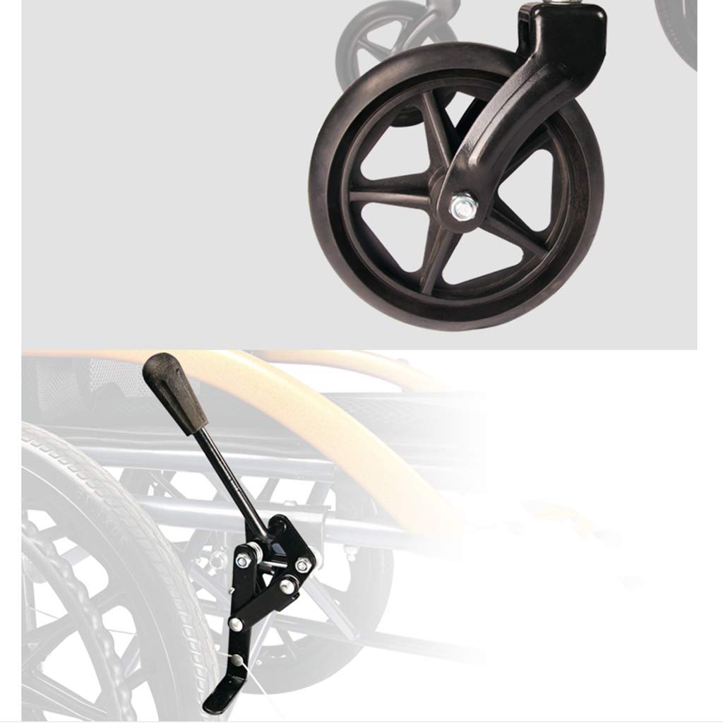 Silla de ruedas autopropulsada plegable ligera con freno, marco de acero, silla de viaje portátil para uso en interiores y exteriores, reposapiés y reposabrazos incluidos