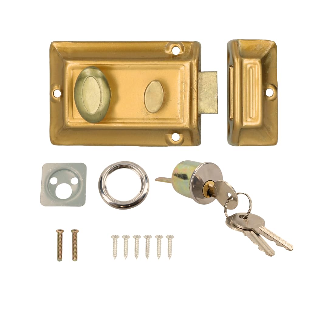 Buy Garden Mile Rim Night Latch Door Lock with 3 Keys Polished Brass