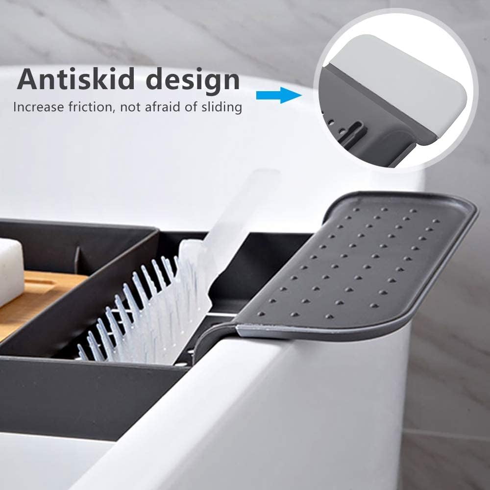 LIXFDJ Bathtub Rack, Retractable Bathtub, Plastic Bathtub Caddy Tray, Multifunctional Storage Rack, Storage Rack Bathtub Basin Storage Rack Additional soap Rack,Black/527 (Color : White) : Home & Kitchen
