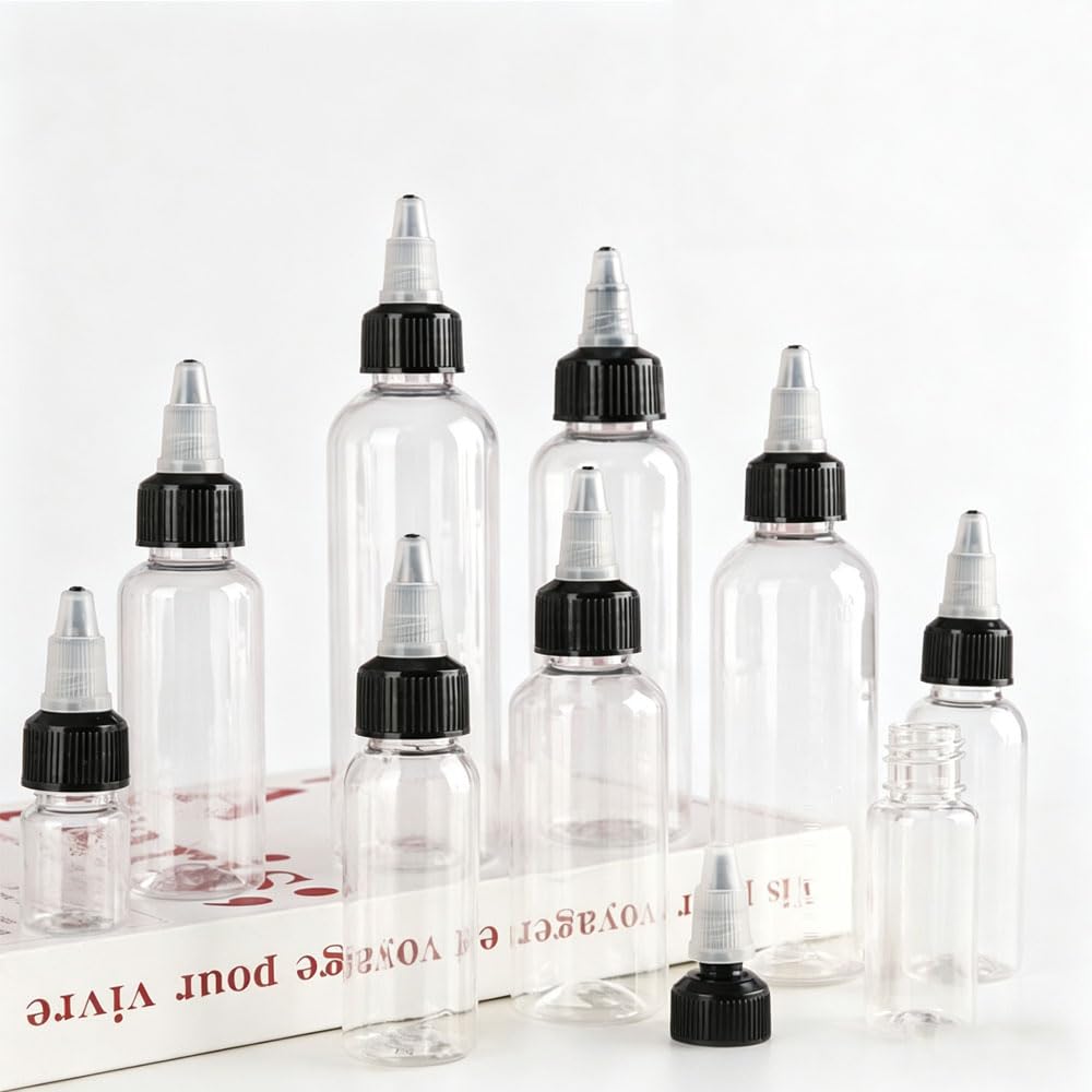100PCS 30-250ML Nachfüllbare Kunststoff Flasche PET Öl Flüssigkeit Tropfflaschen Twist Top Cap Tattoo Pigment Tinte Container Kleber Applikator (120ML)