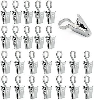 24 Pcs Set of Curtain Clips, Stainless Steel Curtain Hooks, Multi-function Curtain Entrainment Hooks, Bath Curtain Rod Hook Clips, Used to Hang Curtains, Light Chains, Photos