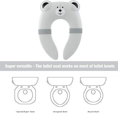 Miniatura 8 de PandaEar Funda de asiento de inodoro  Asiento de inodoro plegable de viaje para niños y entrenamiento para ir al baño  Asiento de inodoro portátil