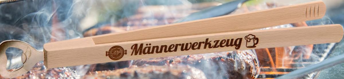 Pince à Barbecue Avec Décapsuleur Et Slogan "Born To Grill En Hetre 34 5 Cm