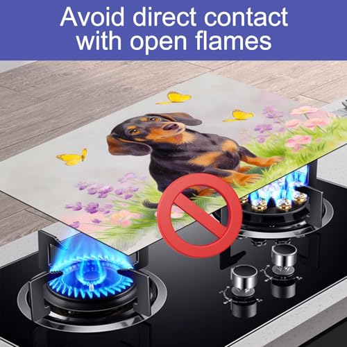 Image of HOMETITUTE Spring Stove Top Cover 28x20 Dachshund Meadow Heat Resistant