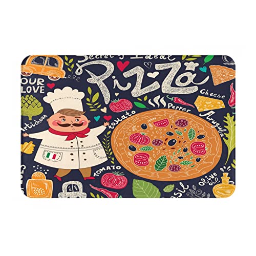 DANLIM Chef Pizza-Fußmatte, 40,6 x 61 cm, Willkommensmatte, niedriges Profil, Fußmatte, für...