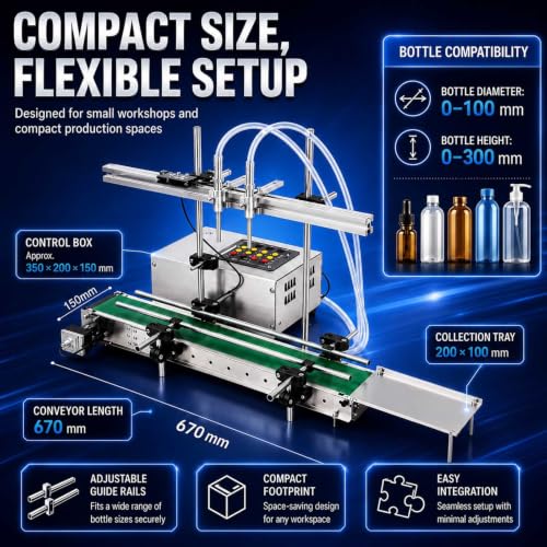 Llenadora de botellas de doble boquilla con sensor inteligente y panel digital 5