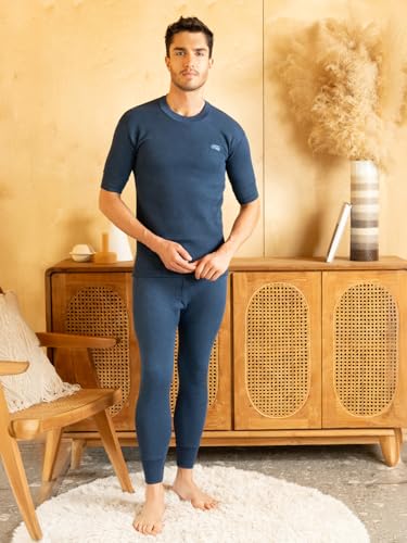 Image of Lux Cottswool Men's Pack of 2 Half Sleeves Round Neck Thermal Set