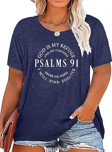 Plus Size Women Christian Shirts Waymaker Tshirt Vintage Faith Religious Gift Tee Psalm 91 Letter Print Blessed Tops(2-5X)