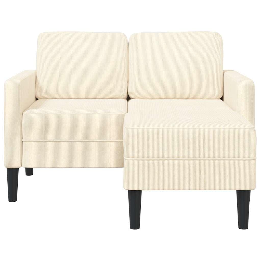 Sofá de 2 plazas con chaise longue en forma de L, color crema, 125 cm, lino, diseño robusto, cómodo