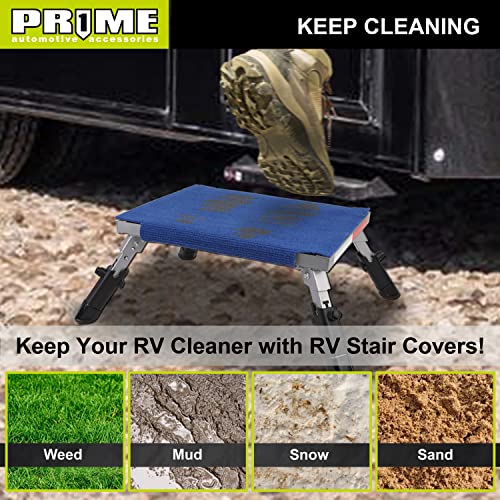 Prime 1 Safety Rv Platform, 19Inch X 14.5Inch, With 100% Polyester Step Rug, Non-Slip Aluminum Rv Folding Step Stool And Ladder, Supports Up To 600Lbs With Rv Stair Cover, Keep Rv Cleaner And Safer #TOP2