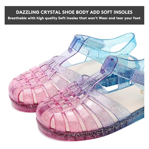 Jelly Sandals for Girls,Closed Toe Princess Costume Summer Dress Shoes Fisherman Water Beach Rubber Sole Flat Sandals for Toddler Little Kid Big Kid2