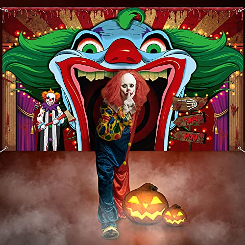 Irenare Halloween Clown Decorations Scary Carnival Backdrop,Creepy - image 3