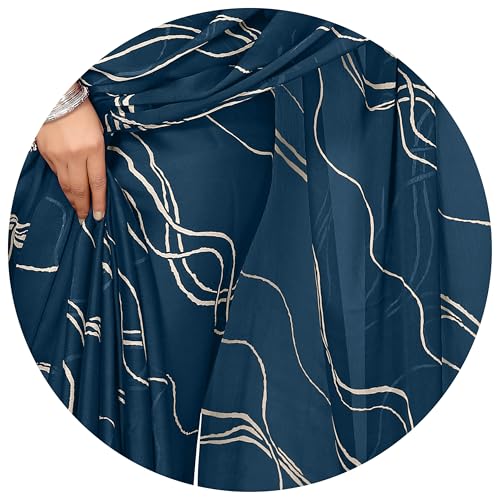 Image of MIRCHI FASHION Saree for Woman Chiffon Georgette Geometric Printed | Lightweight Farewell and Women's Office Sari with Blouse Piece