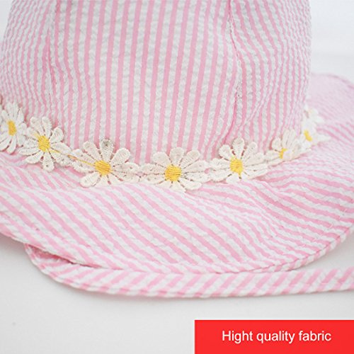 Adorable Baby Girls Floppy Hat Floral Embroidered Hollow Wide Brim SPF 50+ Hat3