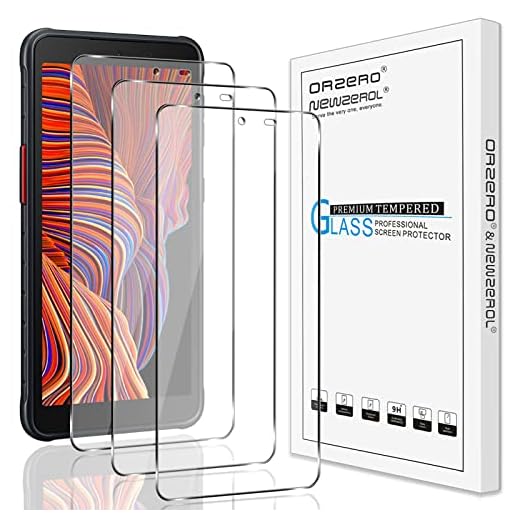 NEWZEROL 3 stycken kompatibel med Samsung Galaxy Xcover 5 pansarglas skärmskydd [Fullständigt skydd] fallvänlig Anti Scratch 9 hårdhet högupplöst skärmskydd – transparent