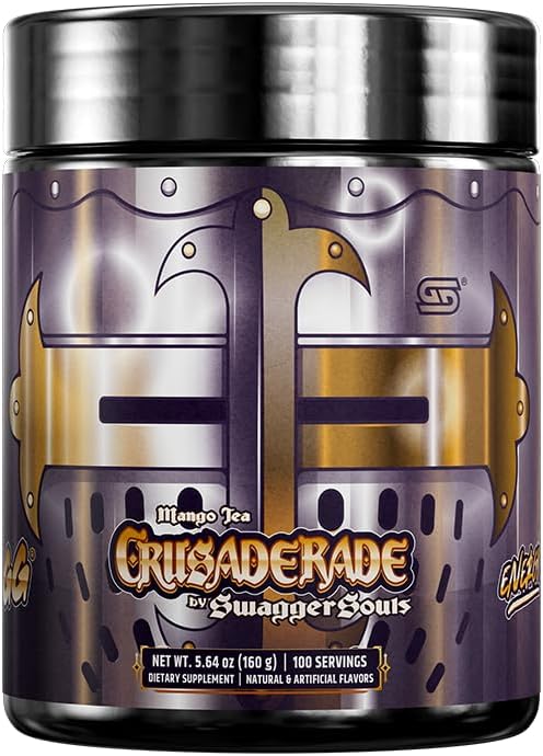 Gamer Supps GG® Energy - Crusaderade by SwaggerSouls (100 Servings) - Keto Friendly Gaming Energy and Nootropic Blend, Sugar Free + Organic Caffeine + Vitamins + Immune Support, Powder Drink