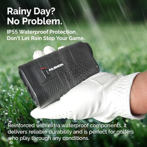 AILEMON 900 Yards Range Finder Golf Rangefinder with Slope Switch, 6X Magnification Laser Rangefinders, Slope Measurement, Magnetic Strip, Flag Pole Locking with Pulse Vibration (Black)