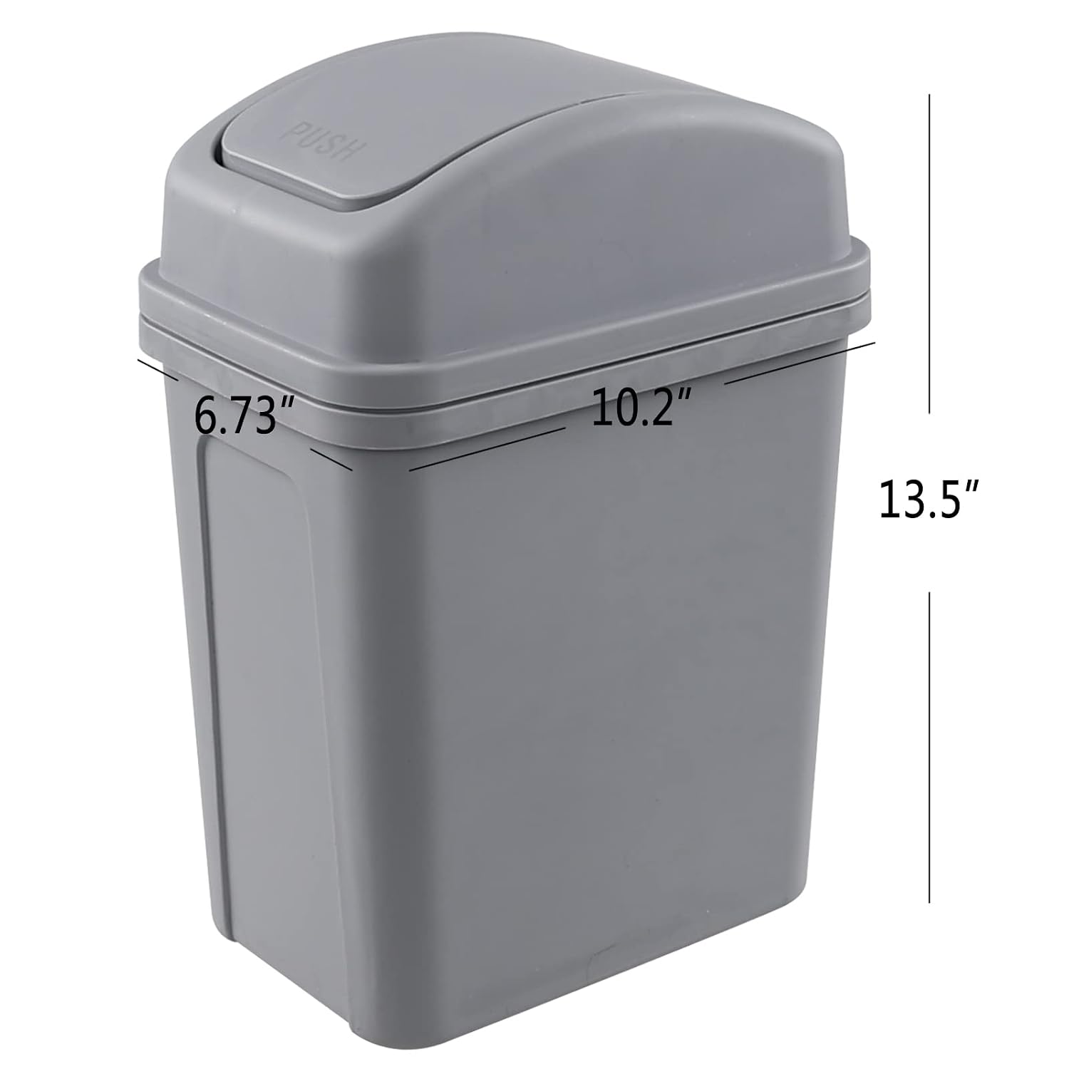 Idotry Plastic Swing Top Trash Can, Small Garbage Bin, 1.8 Gallon, Gray