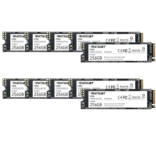 Patriot P300 256GB Internal SSD - NVMe PCIe Gen 3x4 - M.2 2280 - Solid State Drive - 10 Pack