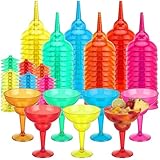 Willinglong 144 Pcs Multicolor Plastic Margarita Glasses, 12 oz Disposable Plastic Cocktail Cups for Cinco De Mayo Fiesta, Taco Party and Mexican Decorations fiesta Party Decorations
