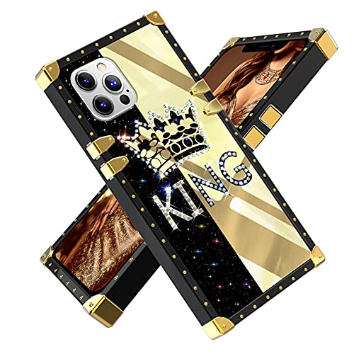 Fiyart Iphone 12 Pro Max 6.7 Inch 2020 Case King Diamond Crown Luxury Square Soft Tpu And Hard Pc Back Stylish Retro Cover #TOP18
