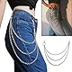 GOIYZTTR 2 Stück Triple Chains Metal Hosenkette Punk Hip Pop Jeanskette für Hut, Jeans, Jacken Kostüm Dekoration Unisex Geeignet für Viele Gelegenheiten/Silber