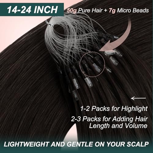 Image of Easyouth 18 Inch Micro Hair Extensions Human Hair Brown, Pre Bonded Hair