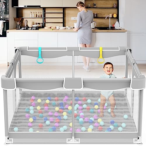 Baby Playpen, Baby Playpen For Toddlers, Baby Playard With Gate, Indoor & Outdoor Playard For Babies And Toddlers, Sturdy Safety Toddler Playpen With Soft Breathable Mesh #TOP25