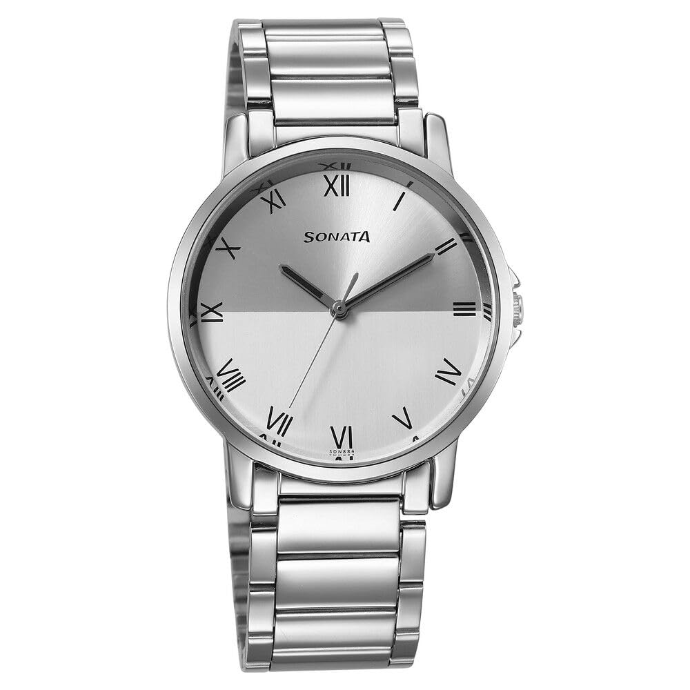Fastrack Men Stainless Steel Sonata Silver Dial Analog Watch -77083Sm06, Band Color-Silver (B0C5N1XF7L) Amazon Price History, Amazon Price Tracker