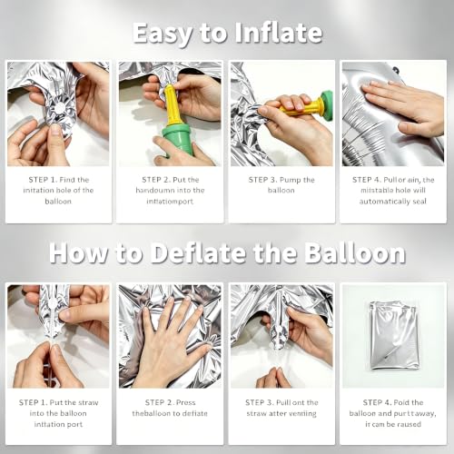 Image of Number Balloons Silver Party Balloon - Giant Number 9 Balloon, 40 Inch Large Balloon for Birthday Decorations, Silver Party Supplies for Anniversary