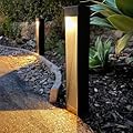 Enchanted Spaces Set of 2 Solar Powered Black Metal Rectangular Path Light, 22" Tall, 3.6" Square top, with Bright LED, Solid Metal Groundstake