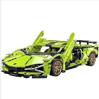 TONICTOYS 1:18 Scale Green Lambo Racing Car Building Blocks – 470 PCS Pull-Back Assembly Kit | Collector’s Model Toy Compa...