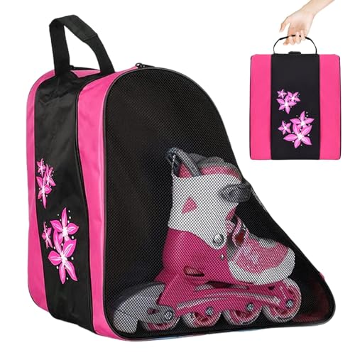 Bolsa para patines, bolsa para zapatos de patinaje - Bolsa de almacenamiento para zapatos de patines en línea para niñas - Bolsa organizadora de ropa y botellas de agua para amantes del patinaje, prin