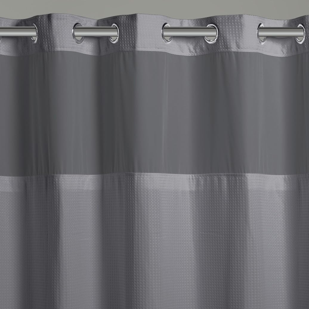 Hookless Rideau de Douche en Tissu avec Doublure intégrée - Gris