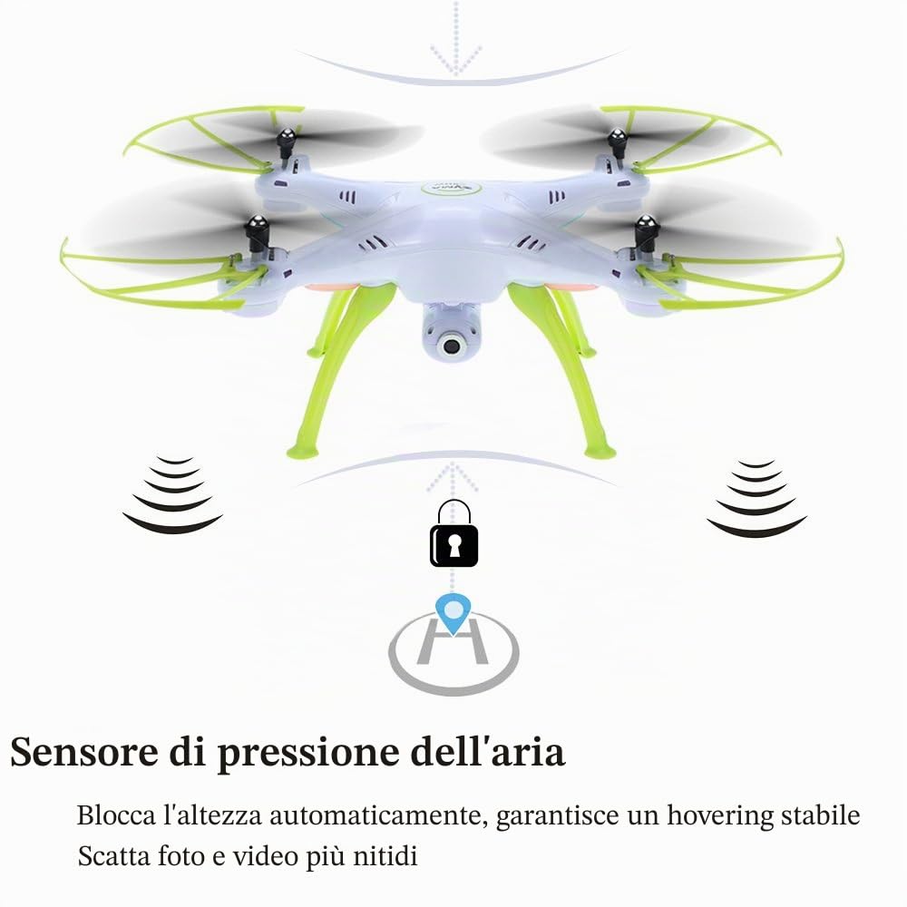 Syma X5HW Quadricottero Radiocomandato, WiFi FPV Trasmissione Live, 0.3 MP, Fotocamera HD, Funzione 360 ° Eversion CF Modalità Hover