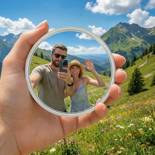 BIWINK Handheld Selfie Convex Mirror - No Need Selfie Stick Travel Must Have Photography Viewfinder Gift for Photographer Portable & Shatter-Resistant Suitable for Solo/Multi-Person Selfie(3.74in)