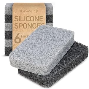 Casanero 6-Pack Silicone Kitchen Scrubbing Sponges, Heavy-Duty, Non-Scratch Kitchen Sponges | Reusable, Odor-Free, Multipurpose Cleaning for Kitchen, Bathroom, Dishes, Non-Stick Cookware, Countertops