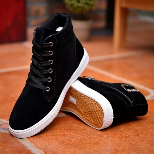 tazimall Men's High-Top Fashion Sneakers Casual Seude Shoes3