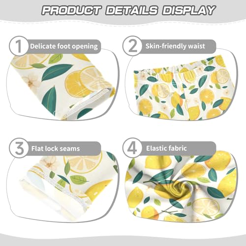 KLL Fresh Lemons Hand Drawn Doodle Little Girls Cotton Leggings Soft High Waisted Pants Exercise3