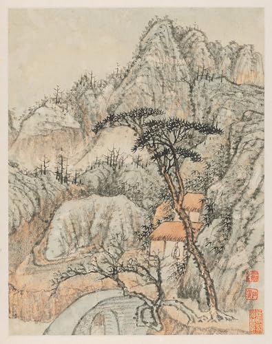 Pintura mural en lienzo de 60x90cm: cuadro decorativo vintage del río Qinhuai por Shitao