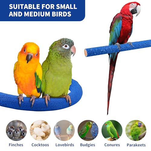 Image of 2 Pcs U Shape Parrot Perch, Rough-Surfaced Sands Parrot Perch, Blue Large Bird Perches for Parrots Cage