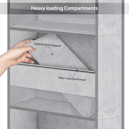 Univivi 5-Shelf Door Storage Over Door Hanging Organizer with 4 Large Pockets and 3 Small PVC Pockets Nursery Closet Cabinet Wall Mount Hanging Storage Organizers for Baby Nursery (Grey Pattern) - Image 6