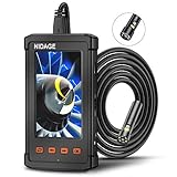 NIDAGE Inspection Camera, Dual Lens Borescope 1080P HD Industrial Endoscope with 4.3inch Screen, 32GB Card, 7 Led Lights, IP67 Waterproof, 16FT Semi-Rigid Cable