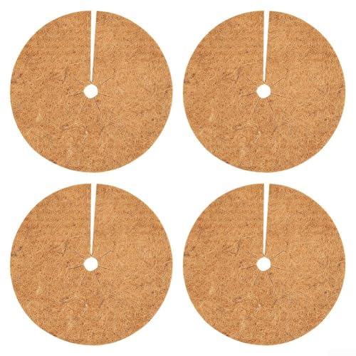 4PCS Coconut Mulch Mats, Coconut Fiber Tree Mulch Ring Protector Mat, Coconut Mulching Disc Plant Cover Mat For Potted Plant(23cm)