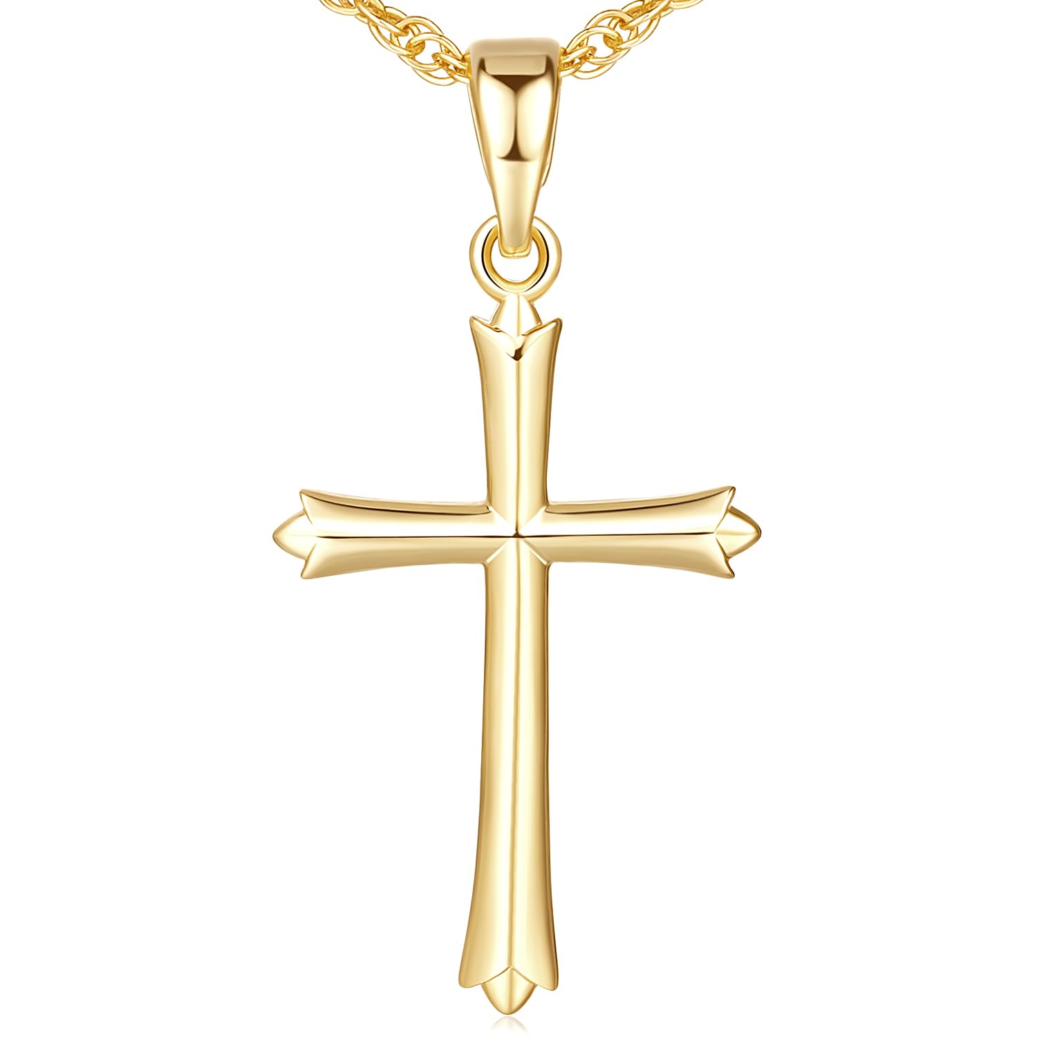 SPOINT Gold Cross Necklaces for Women 14K Gold Cross Pendant Necklace 14K Gold Cross Chain Necklace for Women Communion Confirmation Baptism Gifts for women