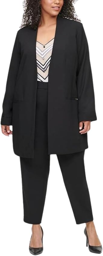 Calvin Klein Womens Open Front Long Blazer Jacket