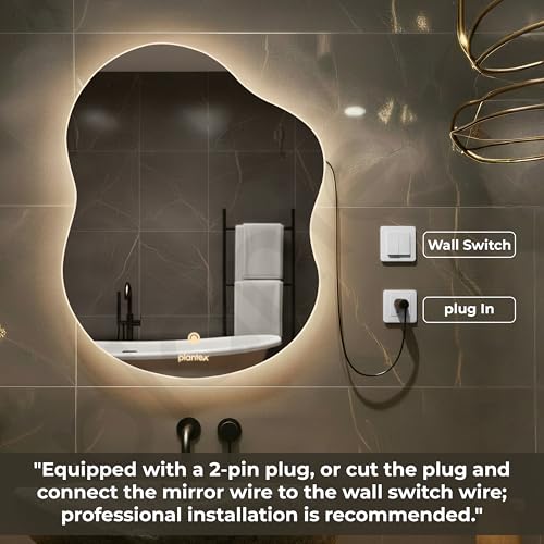 Image of Plantex LED Bathroom Mirror with 3 Tone /Designer Mirror for Living Room /Bedroom /Dressing Room - Cloud Shape (18 x 24 Inch)
