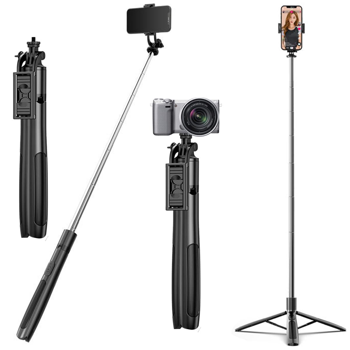 GadgetsWear Selfie Stick with Tripod Stand 360 Degree, Selfie Stick for